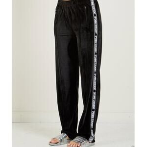 Opening Ceremony Women's Black Velour Velvet Logo Track Pants - Medium